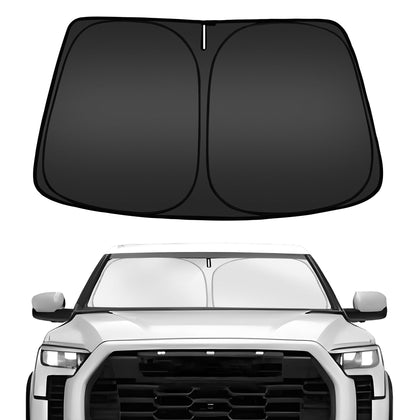 ARISMOTOR sun shade front view showing full windshield coverage and neat fit