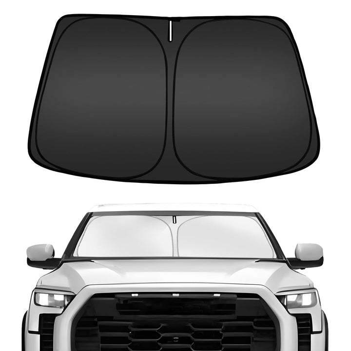 ARISMOTOR sun shade front view showing full windshield coverage and neat fit