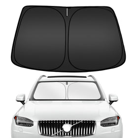 ARISMOTOR windshield cover front view showing full XC90 fit and immediate sun protection