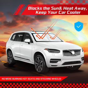 ARISMOTOR sun shade in parked XC90 lifestyle scene preventing sun damage while parked outdoors