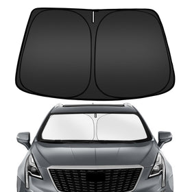 ARISMOTOR shade installed on Cadillac XT5 windshield, protects interior from sun