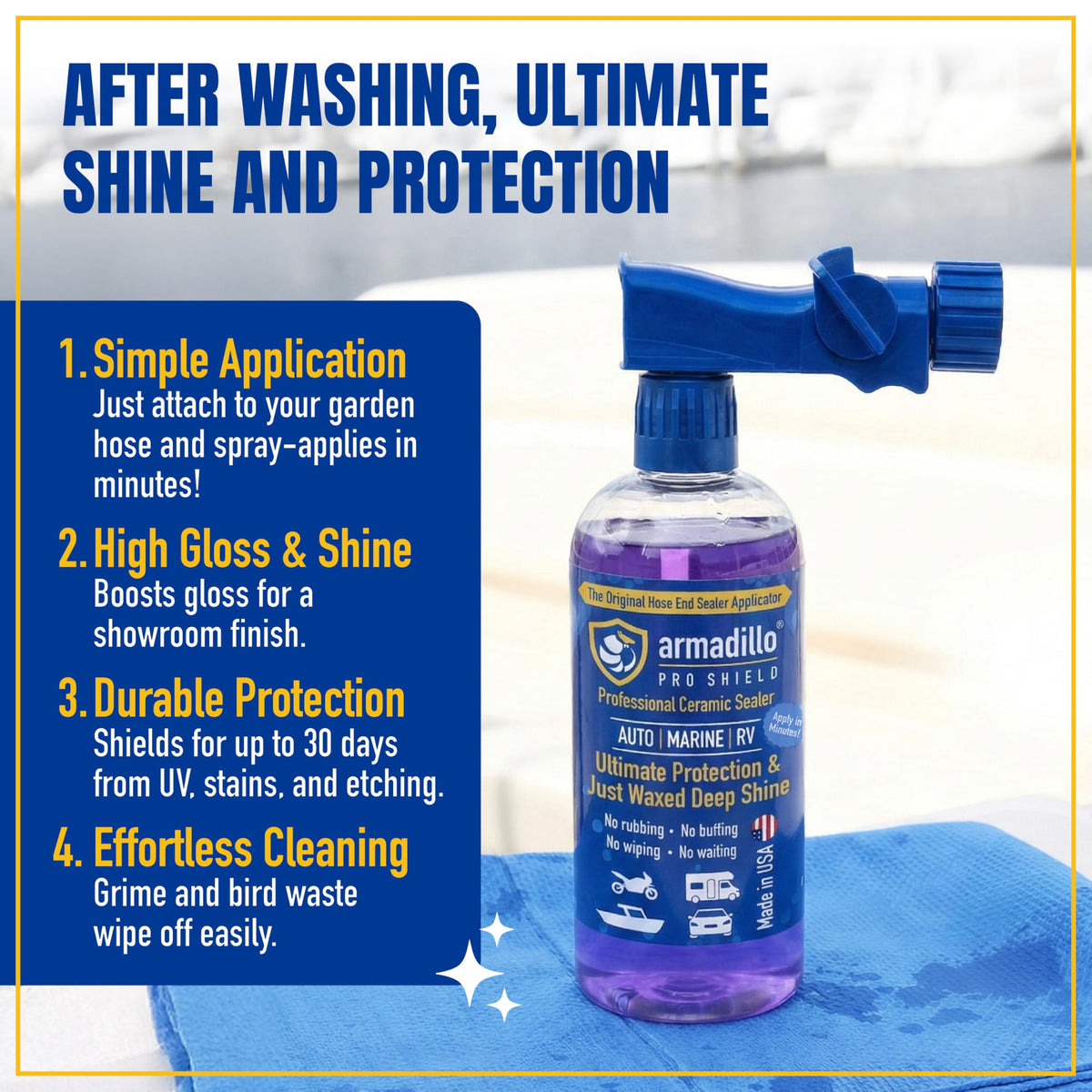 armadillo PRO SHIELD applied with microfiber for streak-free result