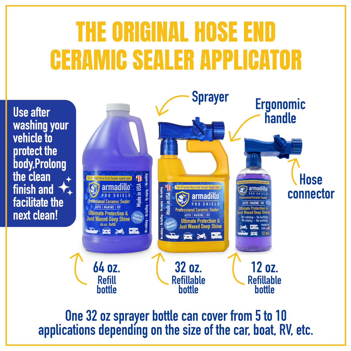armadillo PRO SHIELD spray nozzle demonstrating easy application