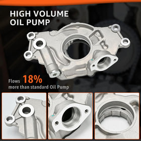 Armker high-volume oil pump closeup illustrating increased oil flow benefit
