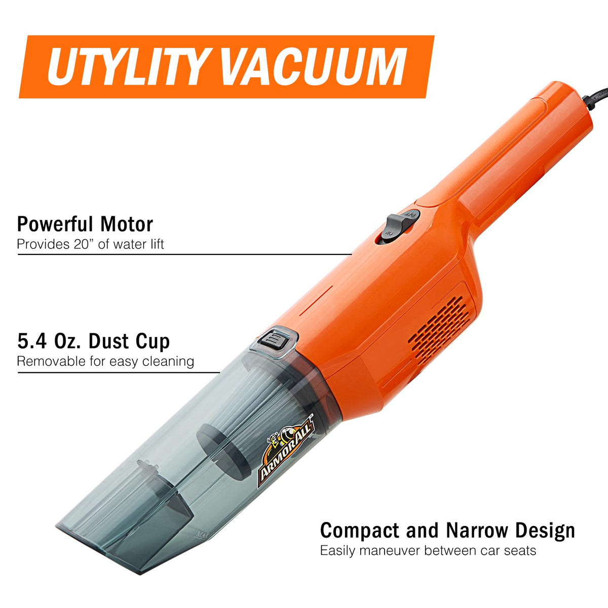 Armor All vacuum nozzle close-up showing detail and strong suction for crevices