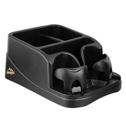 Armor All front view of console organizer showing compartments and cup holders benefit organization