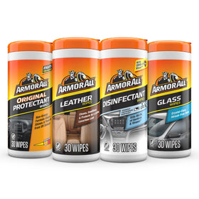 Armor All front packaging showing four interior wipe rolls for convenience