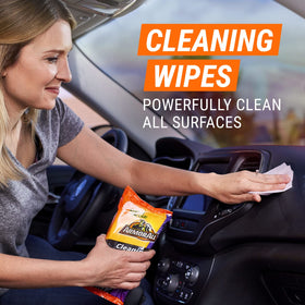 Armor All glass wipes being used on windshield for streak-free clarity