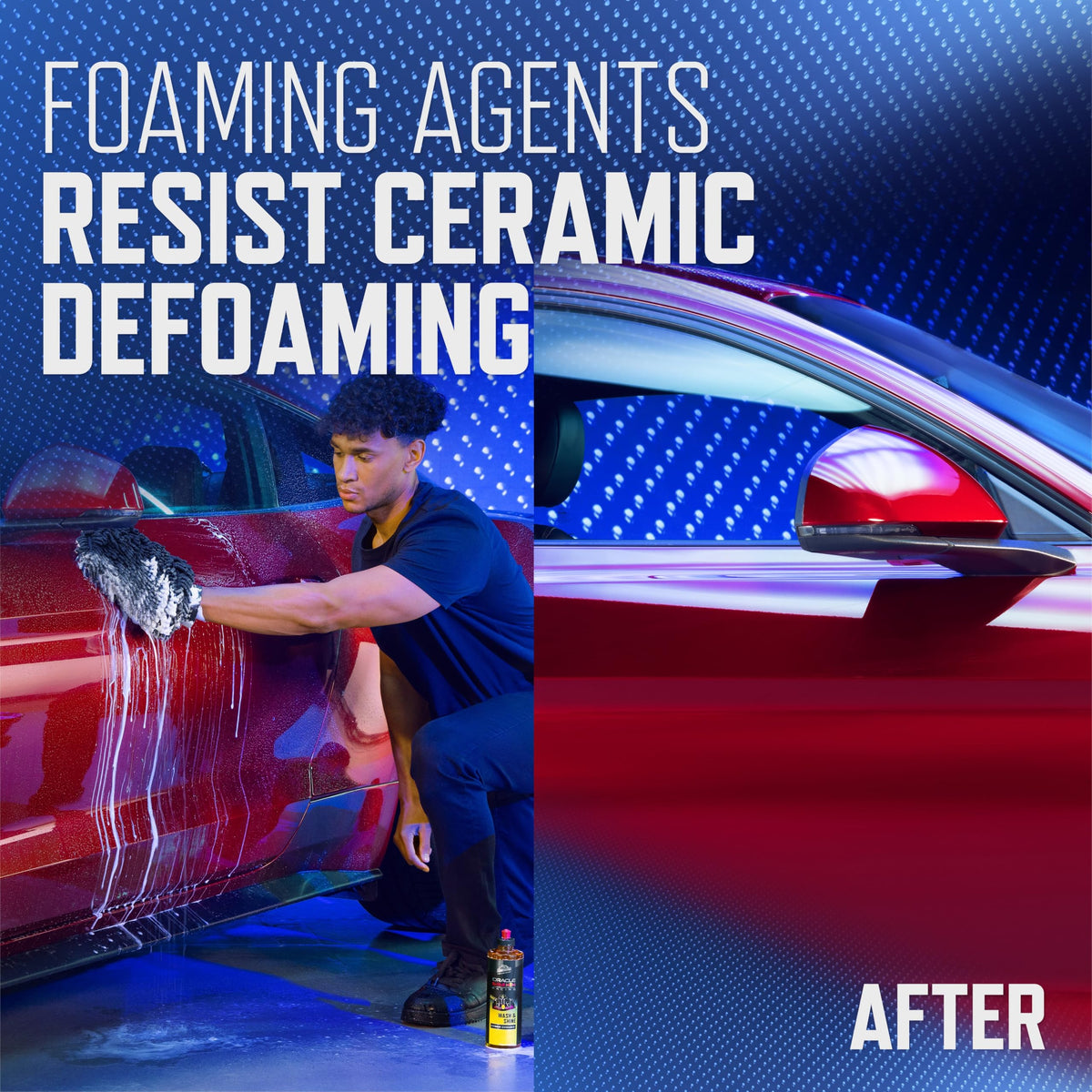 Armor All kit in use washing car demonstrating showroom shine and water beading benefit