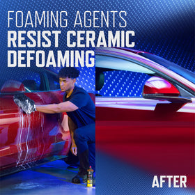 Armor All kit in use washing car demonstrating showroom shine and water beading benefit