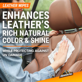 Armor All leather wipe close-up restoring leather texture and softness
