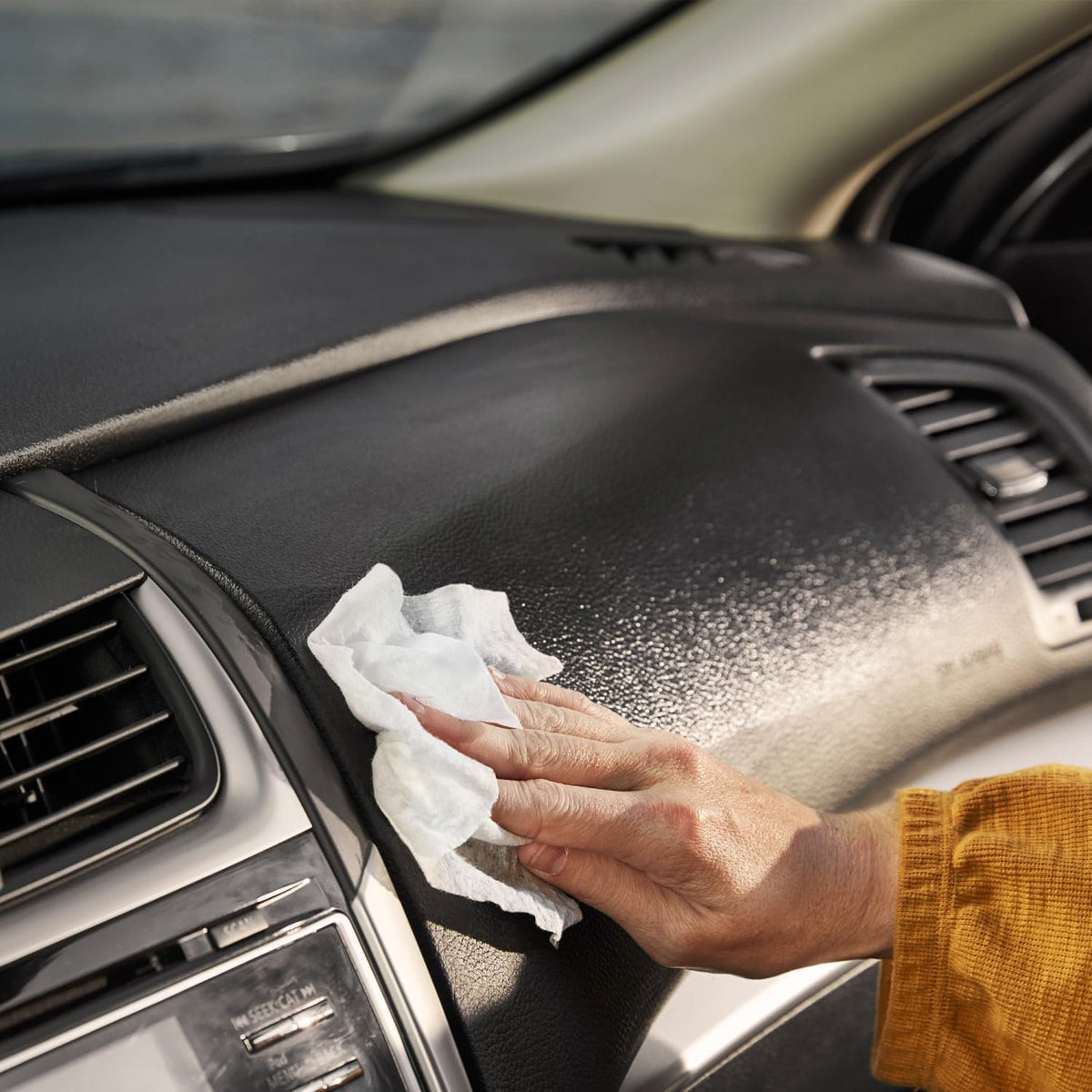 Close-up of Armor All wipe texture showing absorbent fibers for effective dirt pickup