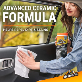 Using Armor All wipes on dashboard to remove dust, provides fast protection