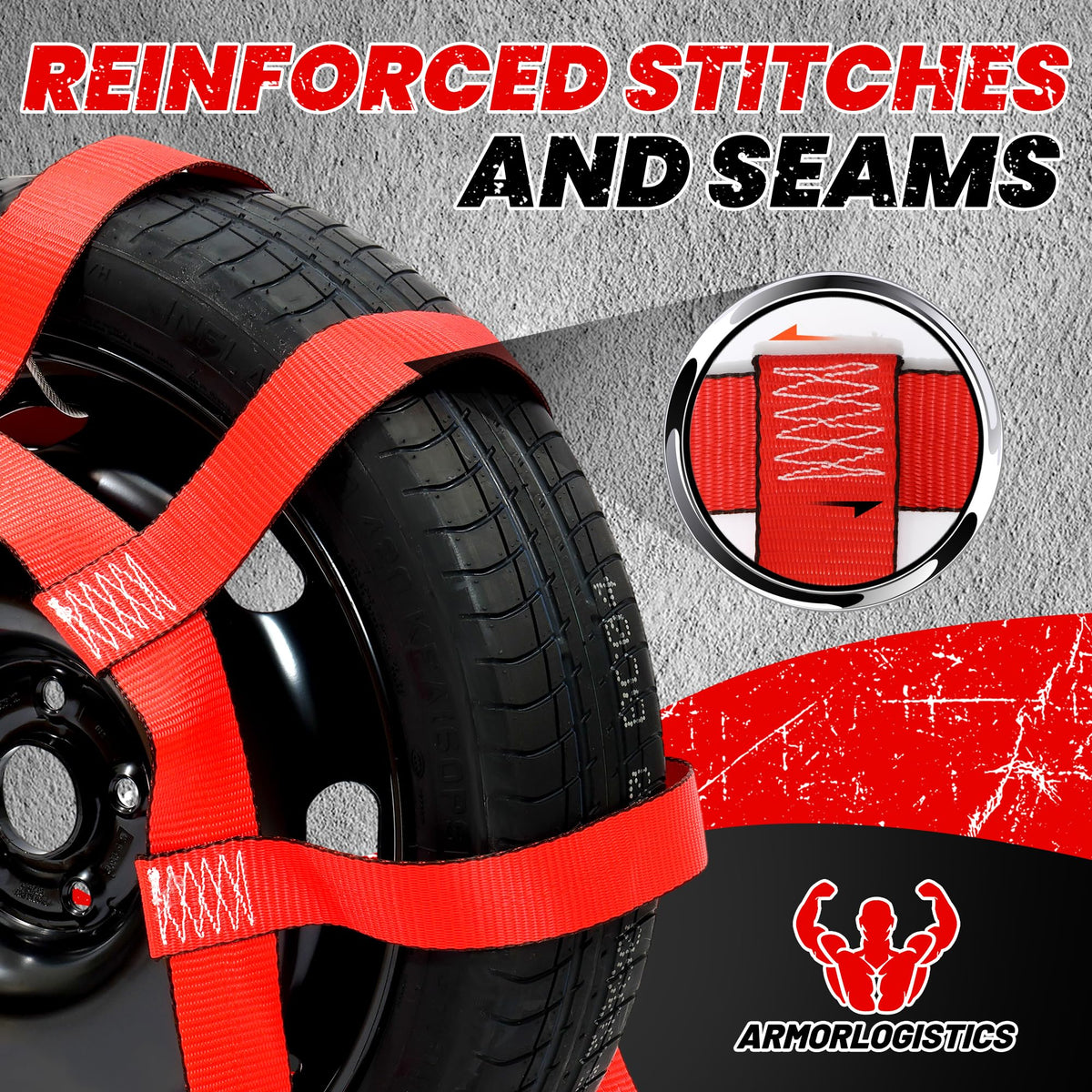ARMORLOGISTICS webbing and reinforced stitching detail demonstrating durability and weather resistance
