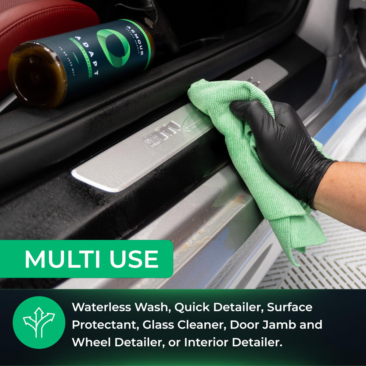 Armour Detail Supply microfiber buffing action producing streak-free finish