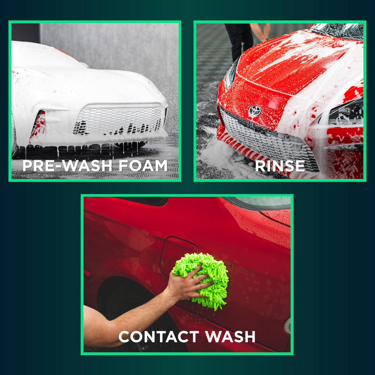 Armour Detail Supply DRFT producing thick snow foam on a sedan for gentle cleaning