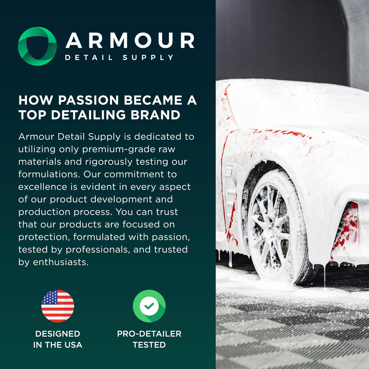 Armour Detail Supply DRFT used in driveway car wash highlighting time-saving foam coverage