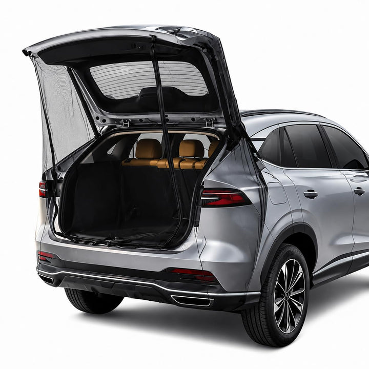 AROELIVUN front view of tailgate screen showing full coverage and ventilation benefit