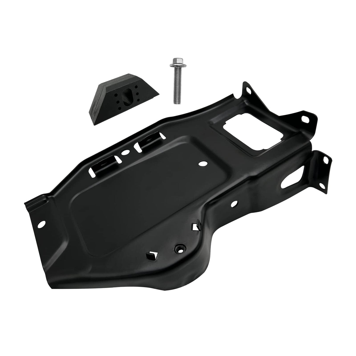 ARONOVA passenger side battery tray front view shows mounting points and fit