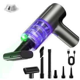 Arovine front view showing compact handheld vacuum and sleek body for easy storage