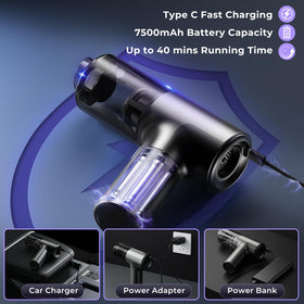 Arovine cleaning car dashboard with LED illumination for precise debris removal