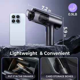 Arovine vacuum and accessories in storage bag fitting inside a glovebox for convenience