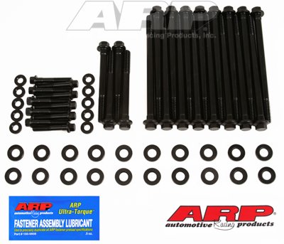 ARP head bolt kit front packaging showing fasteners and benefit of durable clamp strength
