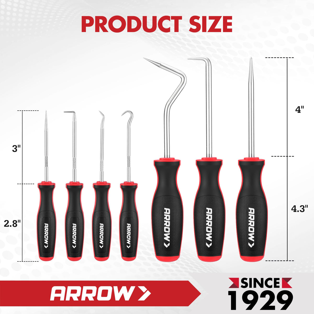 Arrow Fastener pick length comparison showing long and mini tools for reach options