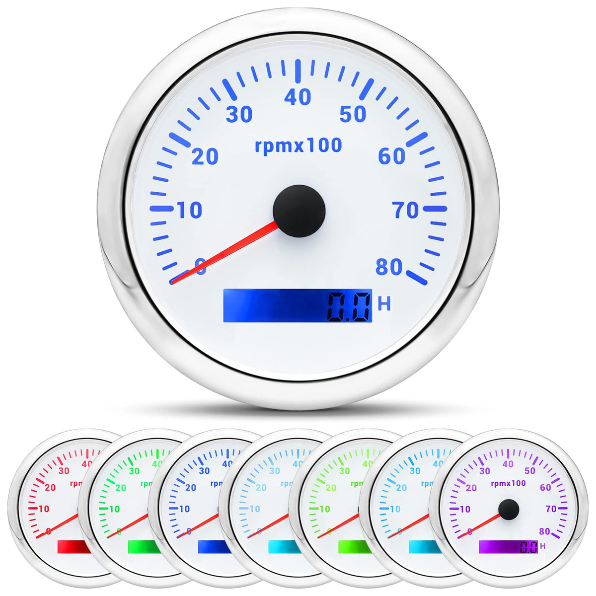 ARTILAURA front face tachometer showing clear white dial and benefit of easy reading