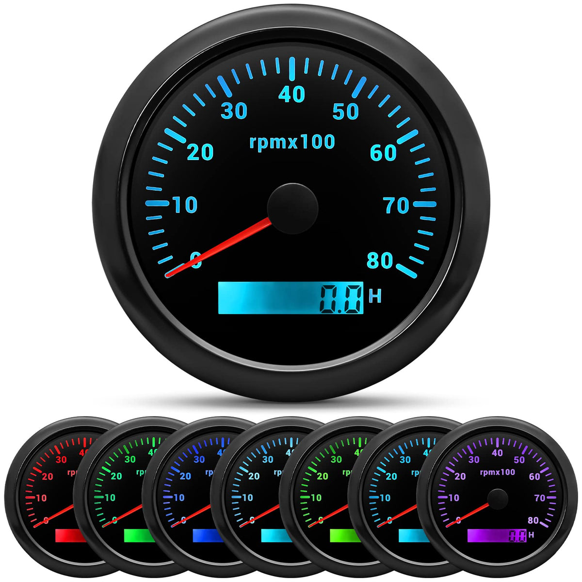 ARTILAURA tachometer front face showing clear dial and LED backlight for easy reading