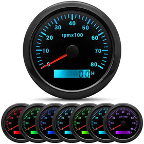ARTILAURA tachometer front face showing clear dial and LED backlight for easy reading