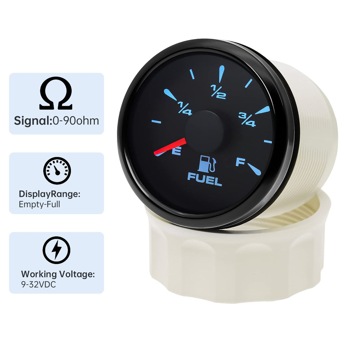 ARTILAURA gauge installed on boat dash demonstrating improved night visibility and color options