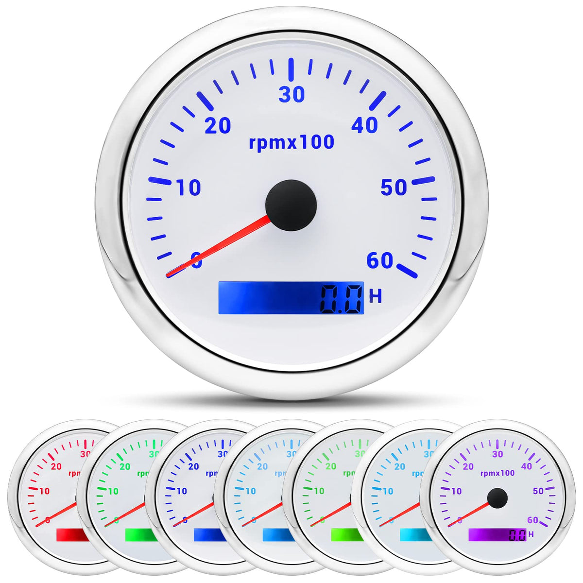 ARTILAURA tachometer front view showing dial and red needle for clear readings