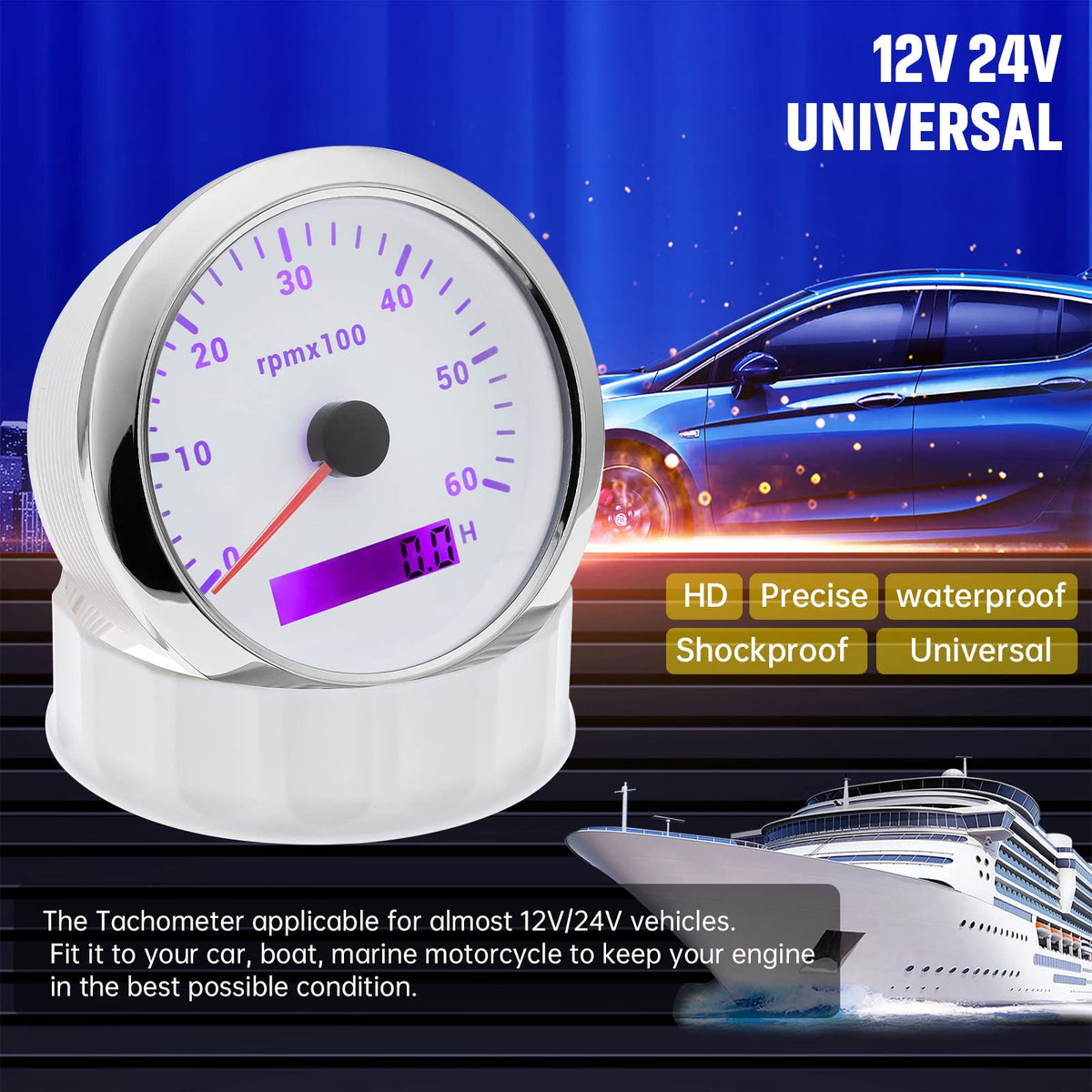 ARTILAURA tachometer lit display showing selectable seven backlight colors benefit