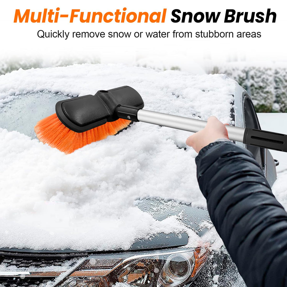 ARTIPOLY brush in use cleaning RV side, enabling safe high-reach washing