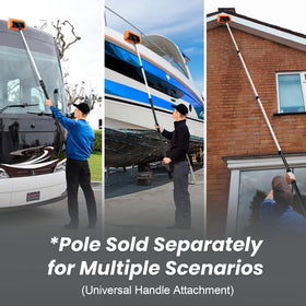 ARTIPOLY brush mounted on extension pole cleaning a vehicle efficiently