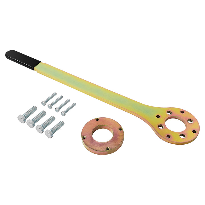 ARU crank pulley tool front view showing solid steel construction and secure fit benefit