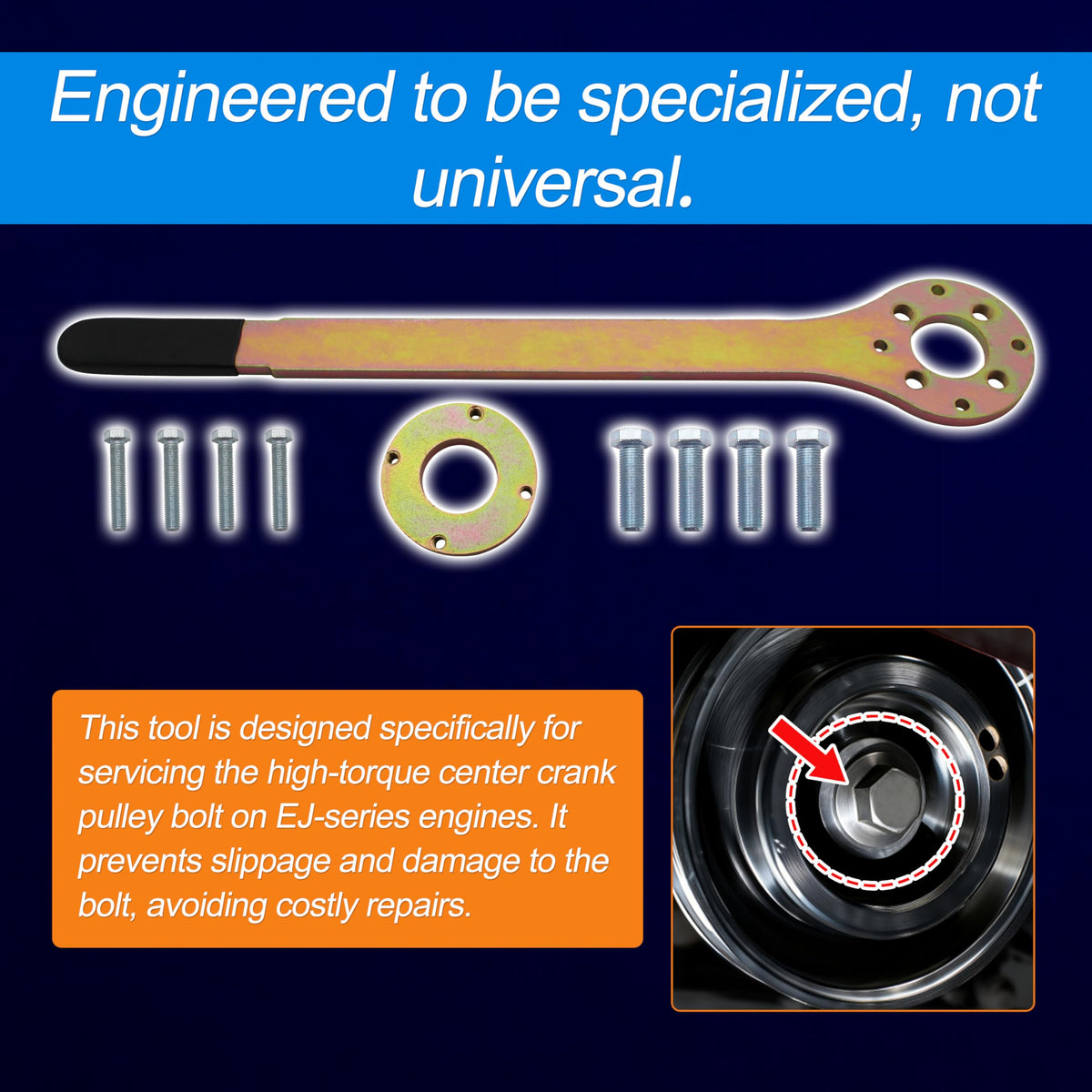ARU tool in use on a Subaru engine illustrating safe pulley removal benefit
