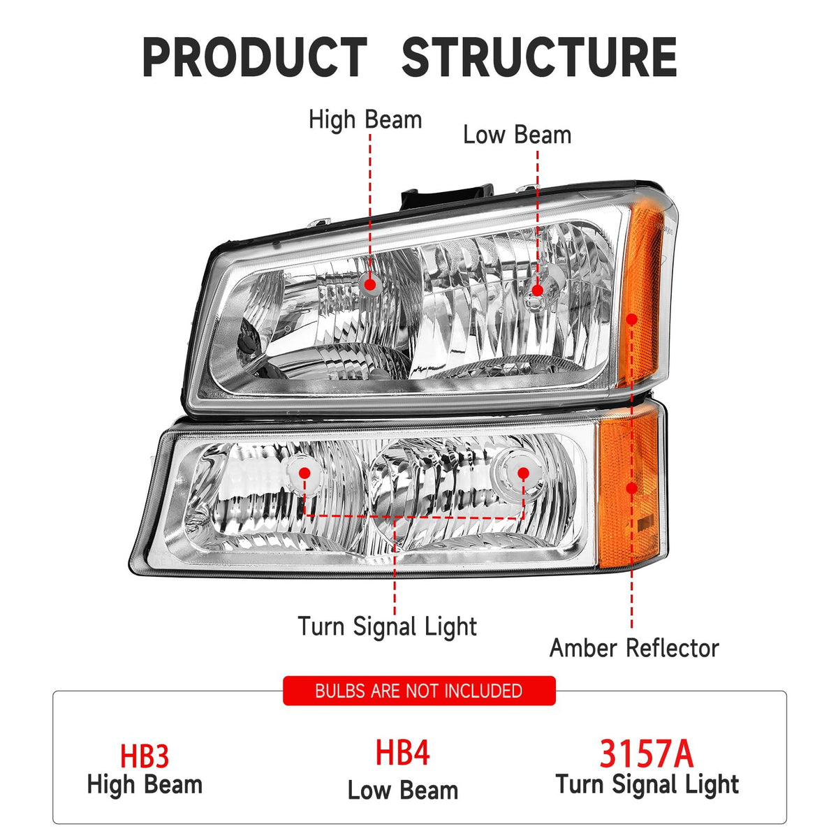 AS headlight rear housing with connectors for easy plug-and-play installation