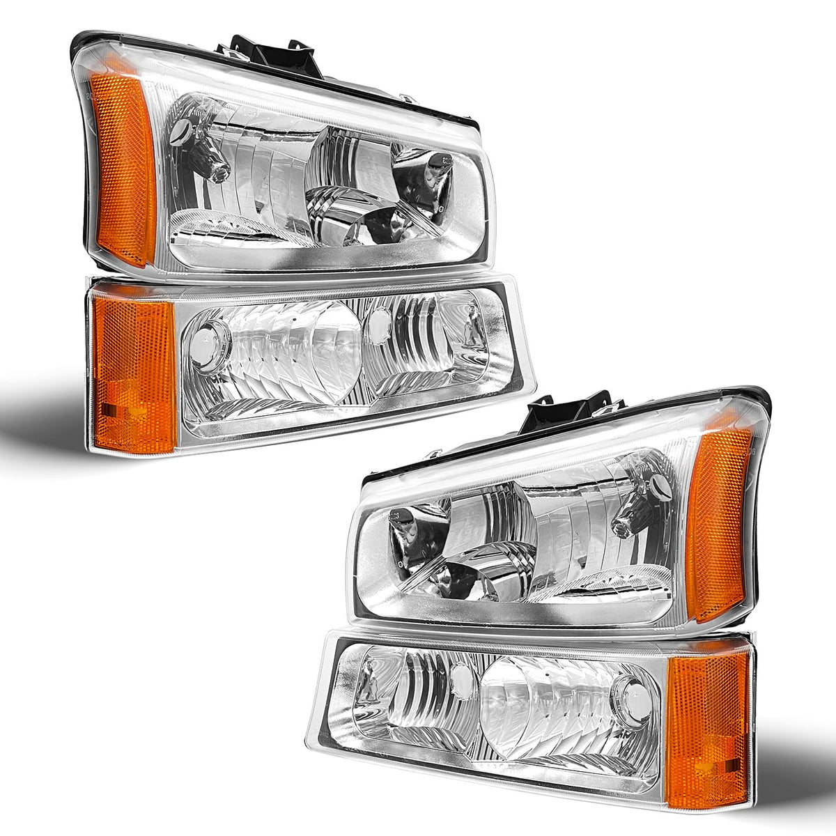 AS headlight front view showing full pair and restored vehicle appearance
