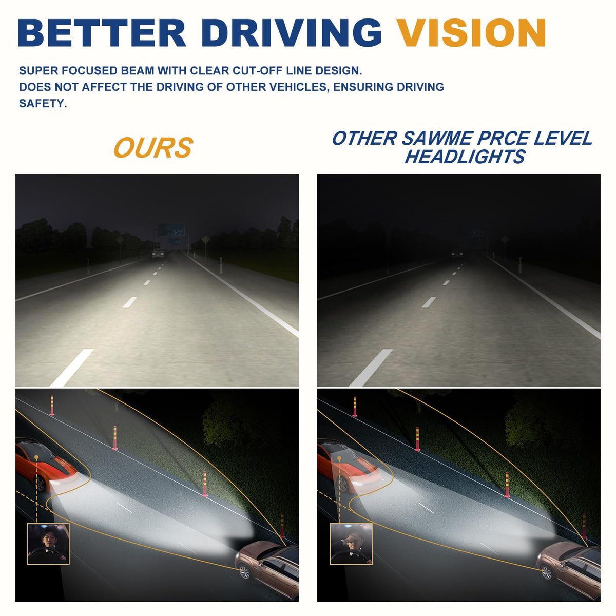 AS headlight next to measuring tape showing size and fitment clarity for buyers