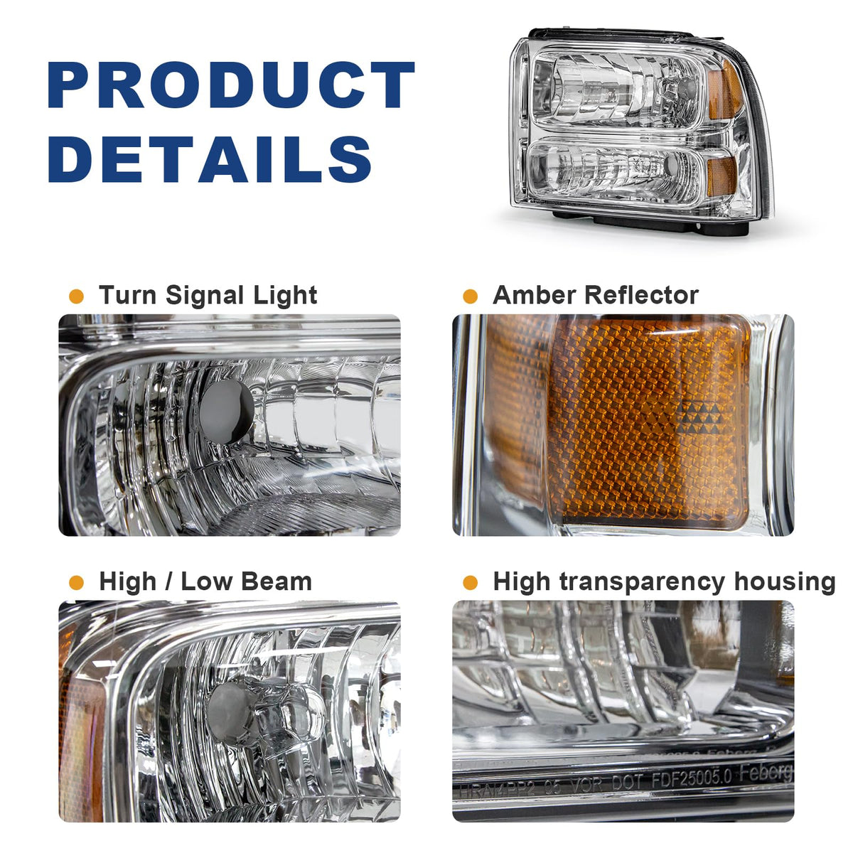 AS headlight side profile showing clear PC lens and sealed housing for weather resistance