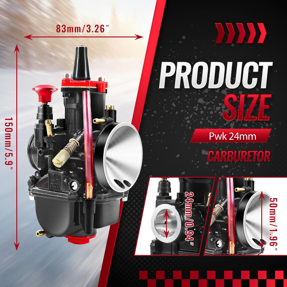 Asecupdat PWK 24mm jet kit layout with multiple jets for precise tuning