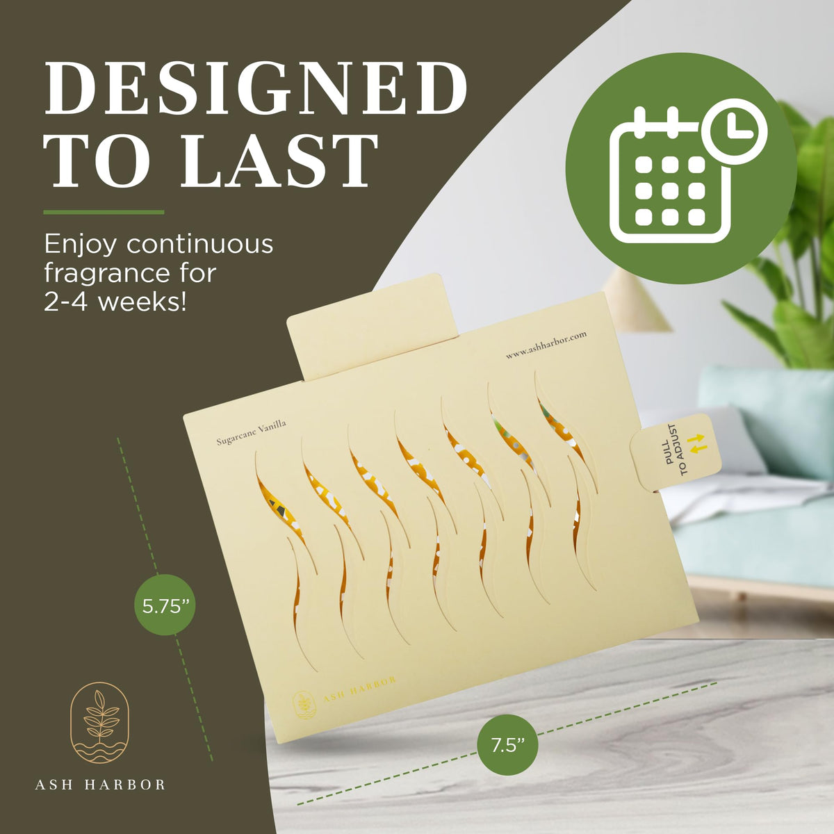 Ash Harbor pad beside ruler showing compact size and coverage benefit