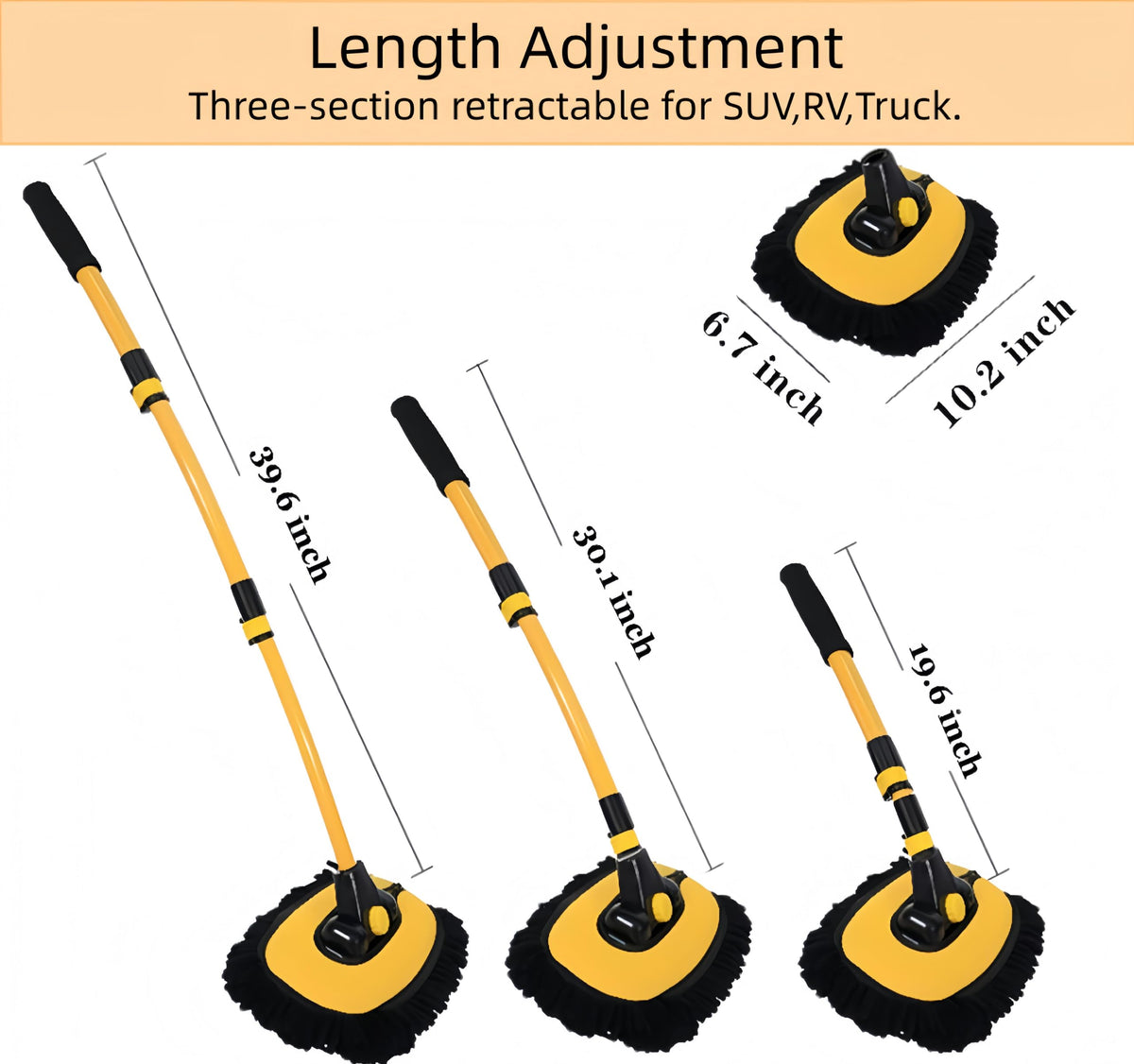 AsherRybrolon extended pole beside tape measure showing adjustable length