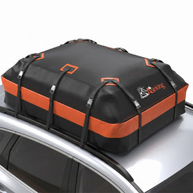 Asinking front view of rooftop bag showing waterproof shell and fast benefits