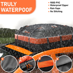 Asinking rooftop bag installed on SUV demonstrating added cargo capacity