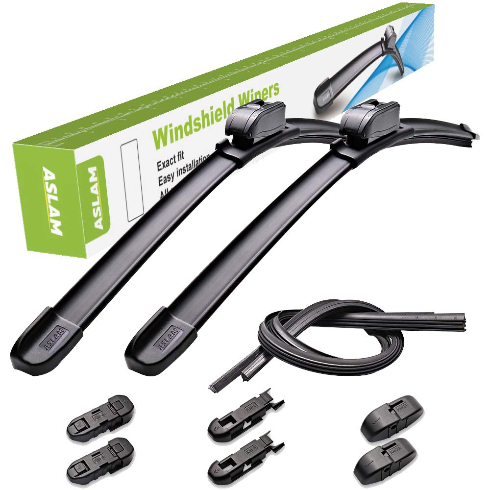 ASLAM front blades installed on windshield showing clean sweep benefit