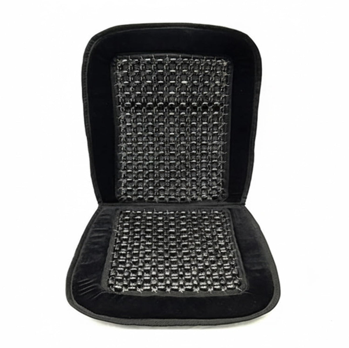 ASLEY front view seat cover showing full beaded surface and plush trim for comfort