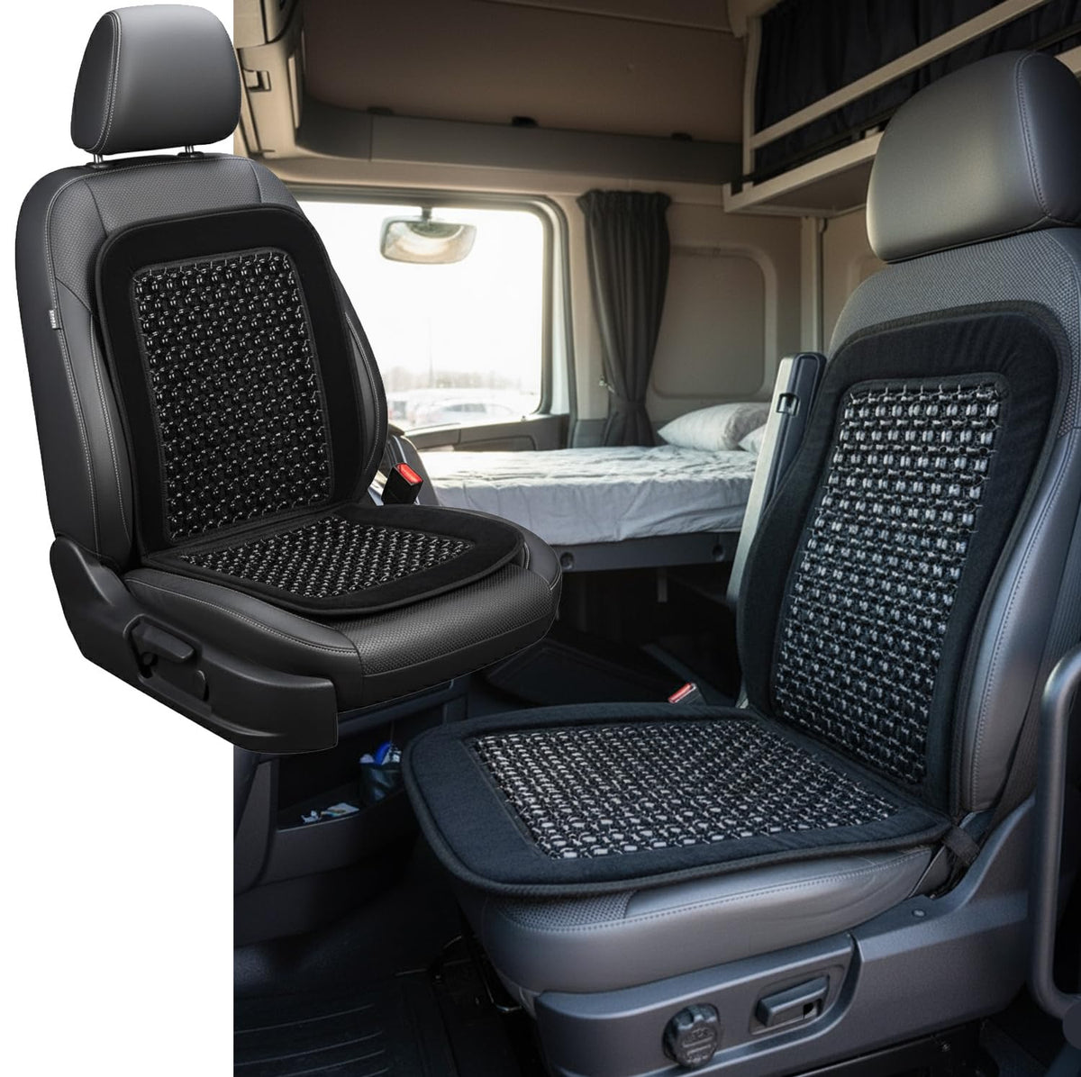 ASLEY seat cover straps and size comparison demonstrating easy installation and secure fit